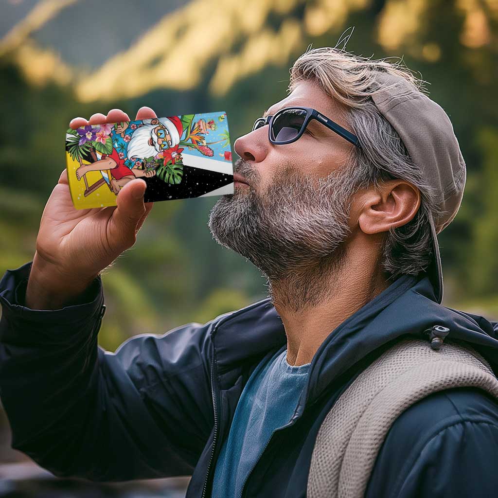 Saint Lucia Christmas 4 in 1 Can Cooler Tumbler Tropical Santa Claus - Wonder Print Shop