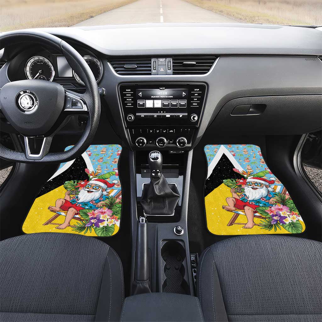 Saint Lucia Christmas Car Mats Tropical Santa Claus - Wonder Print Shop
