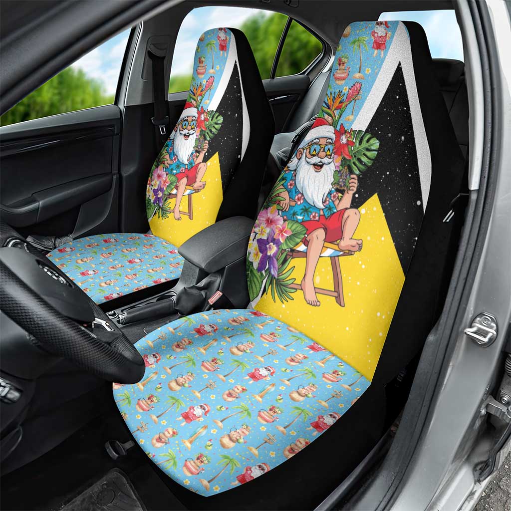 Saint Lucia Christmas Car Seat Cover Tropical Santa Claus - Wonder Print Shop