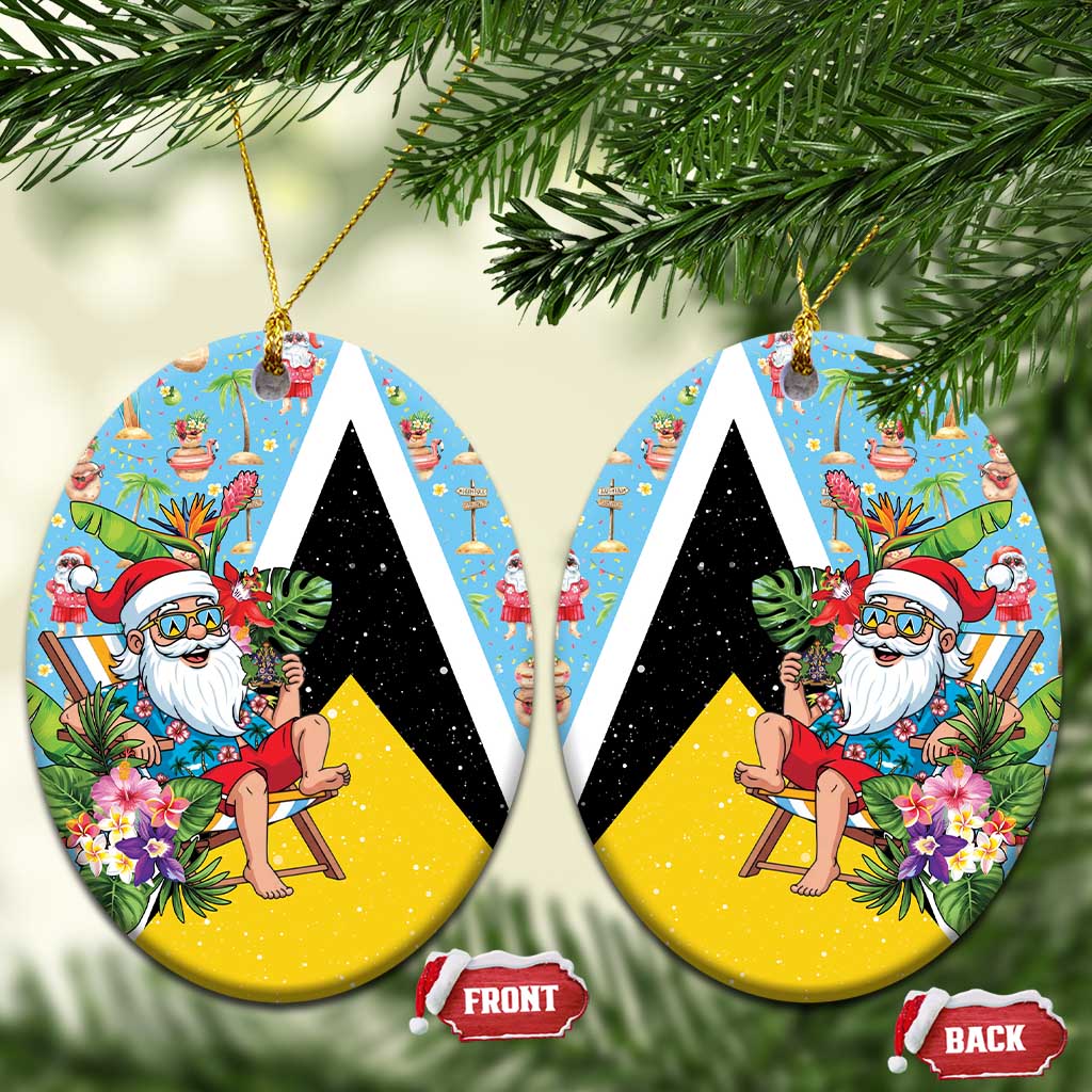 Saint Lucia Christmas Ceramic Ornament Tropical Santa Claus - Wonder Print Shop