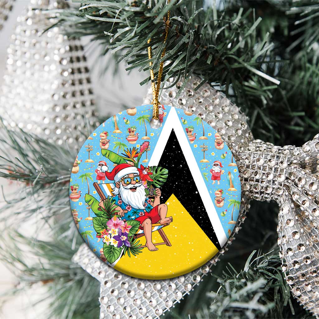 Saint Lucia Christmas Ceramic Ornament Tropical Santa Claus - Wonder Print Shop