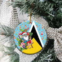 Saint Lucia Christmas Ceramic Ornament Tropical Santa Claus - Wonder Print Shop