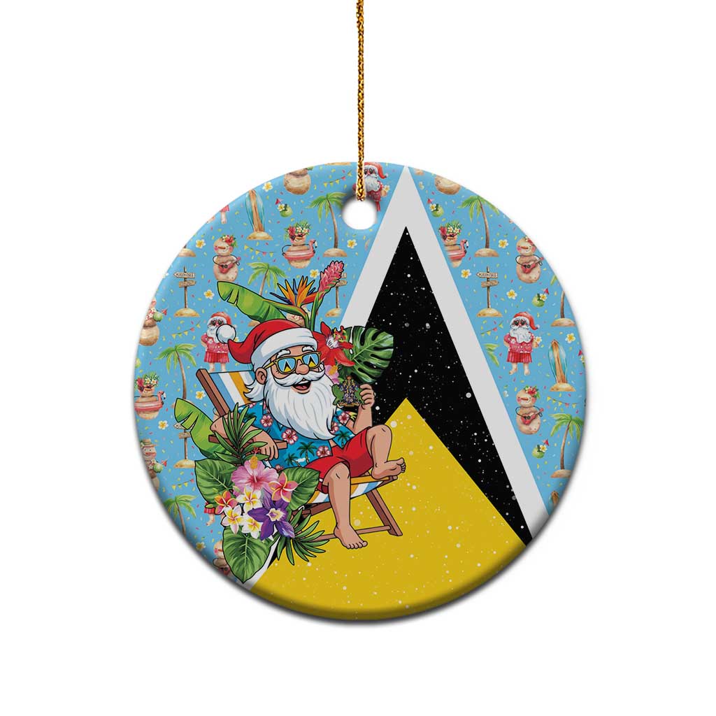 Saint Lucia Christmas Ceramic Ornament Tropical Santa Claus - Wonder Print Shop
