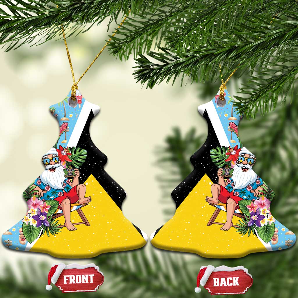 Saint Lucia Christmas Ceramic Ornament Tropical Santa Claus - Wonder Print Shop