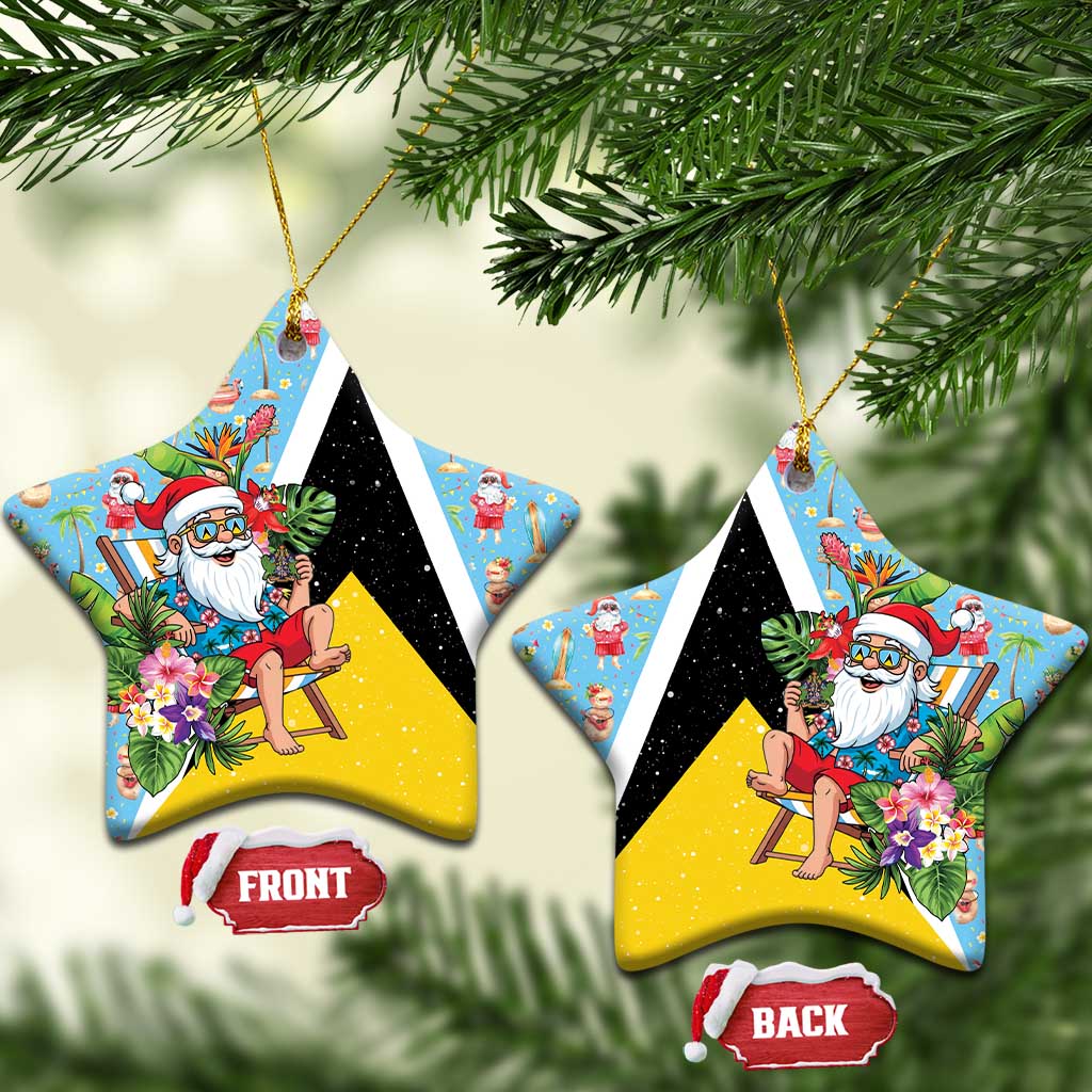Saint Lucia Christmas Ceramic Ornament Tropical Santa Claus - Wonder Print Shop
