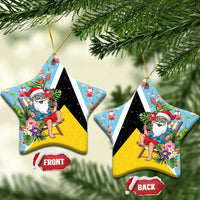 Saint Lucia Christmas Ceramic Ornament Tropical Santa Claus - Wonder Print Shop