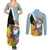Saint Lucia Christmas Couples Matching Summer Maxi Dress and Long Sleeve Button Shirt Tropical Santa Claus - Wonder Print Shop