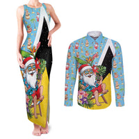 Saint Lucia Christmas Couples Matching Tank Maxi Dress and Long Sleeve Button Shirt Tropical Santa Claus - Wonder Print Shop