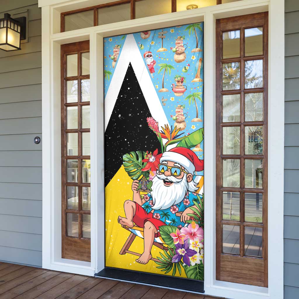 Saint Lucia Christmas Door Cover Tropical Santa Claus - Wonder Print Shop