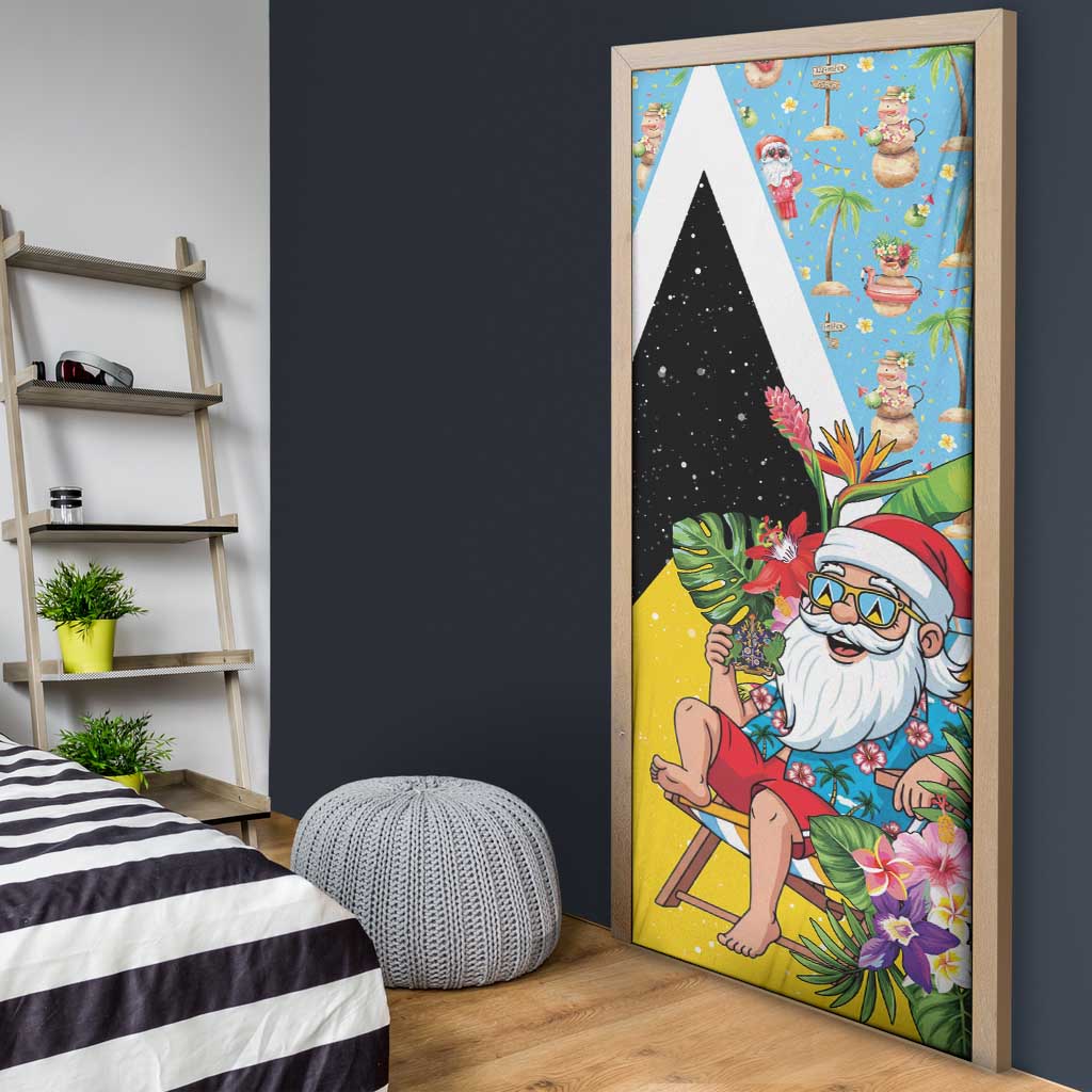 Saint Lucia Christmas Door Cover Tropical Santa Claus - Wonder Print Shop