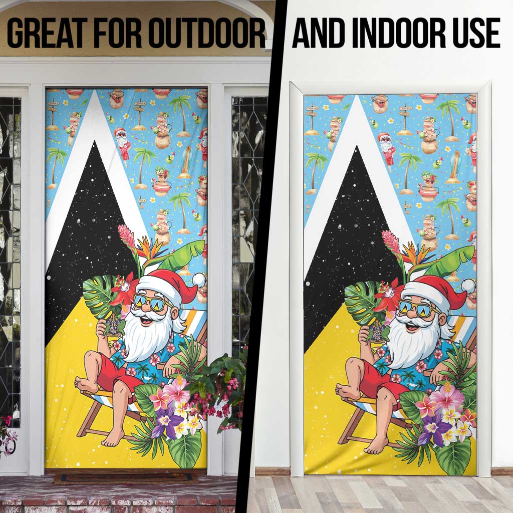 Saint Lucia Christmas Door Cover Tropical Santa Claus - Wonder Print Shop