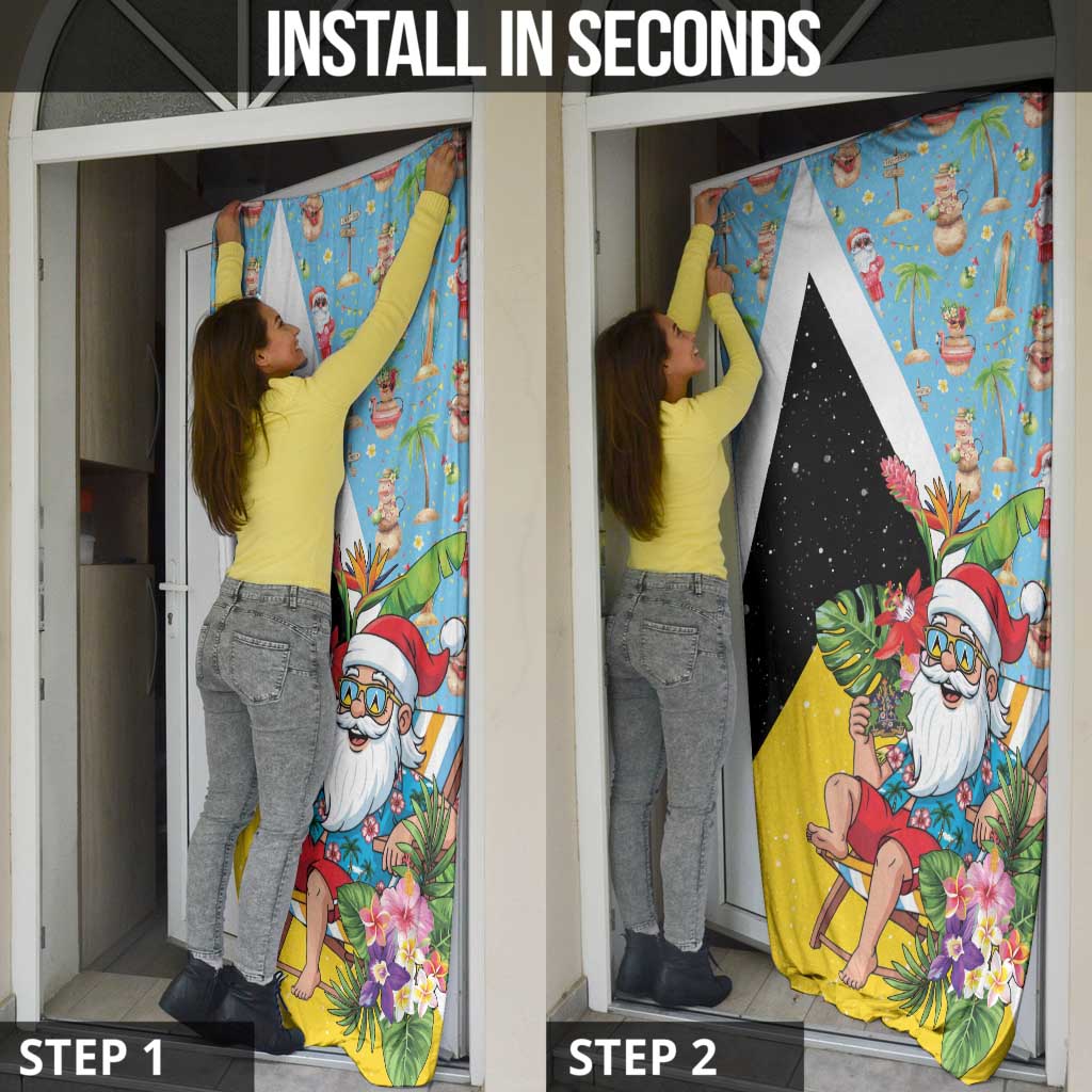Saint Lucia Christmas Door Cover Tropical Santa Claus - Wonder Print Shop