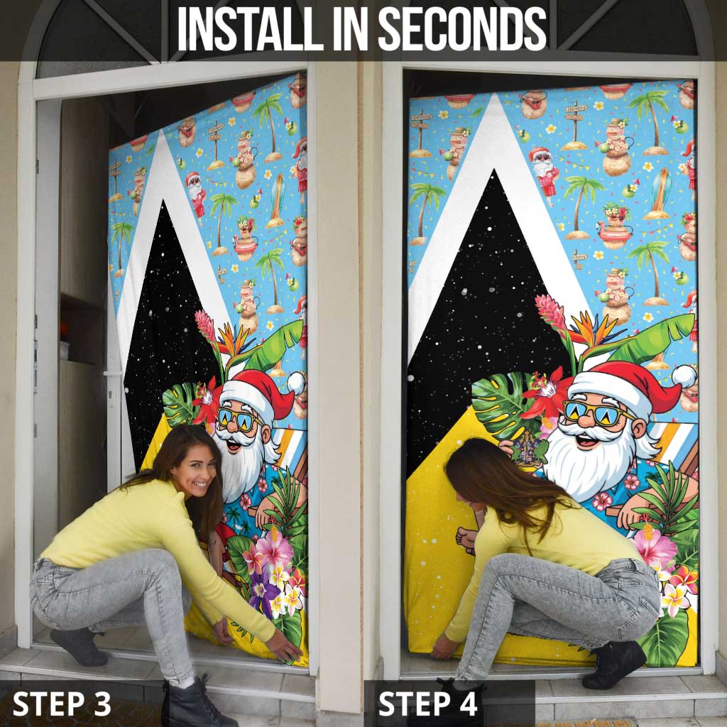 Saint Lucia Christmas Door Cover Tropical Santa Claus - Wonder Print Shop