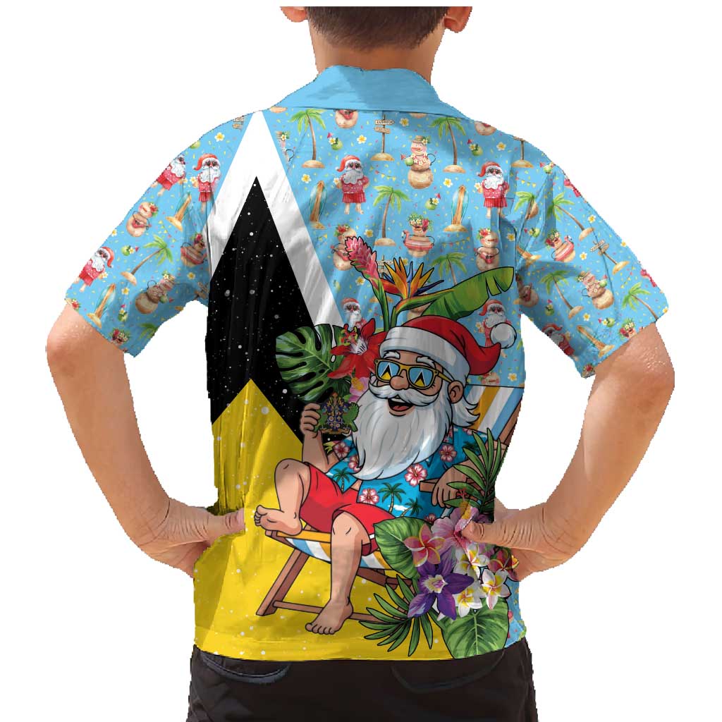 Saint Lucia Christmas Family Matching Mermaid Dress and Hawaiian Shirt Tropical Santa Claus - Wonder Print Shop