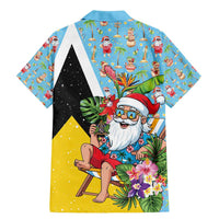 Saint Lucia Christmas Family Matching Mermaid Dress and Hawaiian Shirt Tropical Santa Claus - Wonder Print Shop