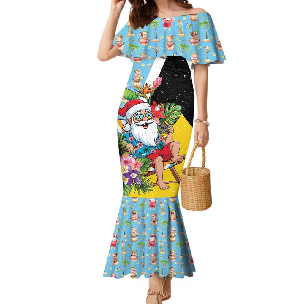 Saint Lucia Christmas Family Matching Mermaid Dress and Hawaiian Shirt Tropical Santa Claus - Wonder Print Shop