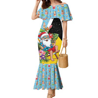 Saint Lucia Christmas Family Matching Mermaid Dress and Hawaiian Shirt Tropical Santa Claus - Wonder Print Shop