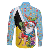 Saint Lucia Christmas Family Matching Off The Shoulder Long Sleeve Dress and Hawaiian Shirt Tropical Santa Claus - Wonder Print Shop