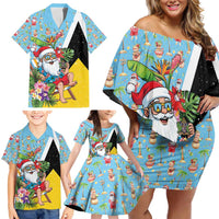 Saint Lucia Christmas Family Matching Off Shoulder Short Dress and Hawaiian Shirt Tropical Santa Claus - Wonder Print Shop