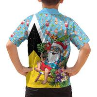 Saint Lucia Christmas Family Matching Puletasi and Hawaiian Shirt Tropical Santa Claus - Wonder Print Shop