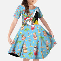 Saint Lucia Christmas Family Matching Puletasi and Hawaiian Shirt Tropical Santa Claus - Wonder Print Shop