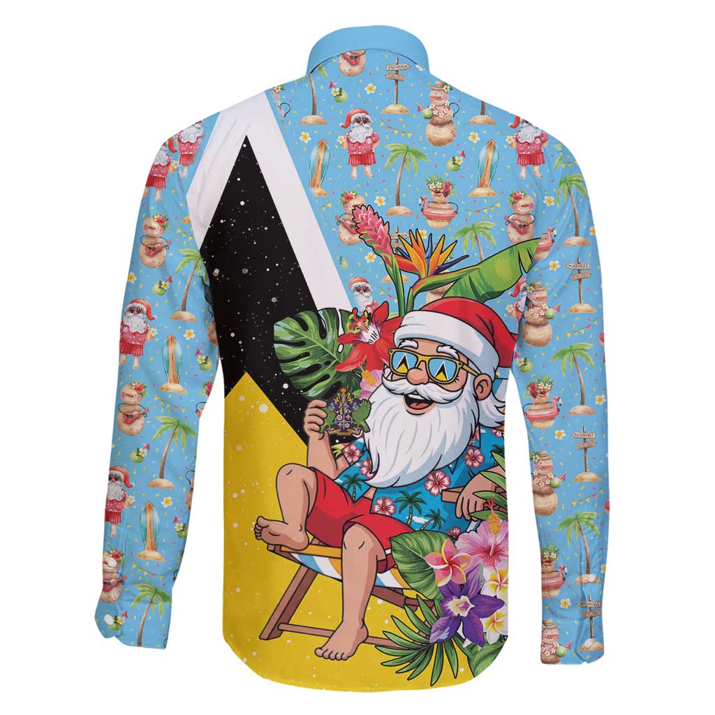 Saint Lucia Christmas Family Matching Puletasi and Hawaiian Shirt Tropical Santa Claus - Wonder Print Shop