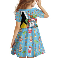 Saint Lucia Christmas Family Matching Short Sleeve Bodycon Dress and Hawaiian Shirt Tropical Santa Claus - Wonder Print Shop