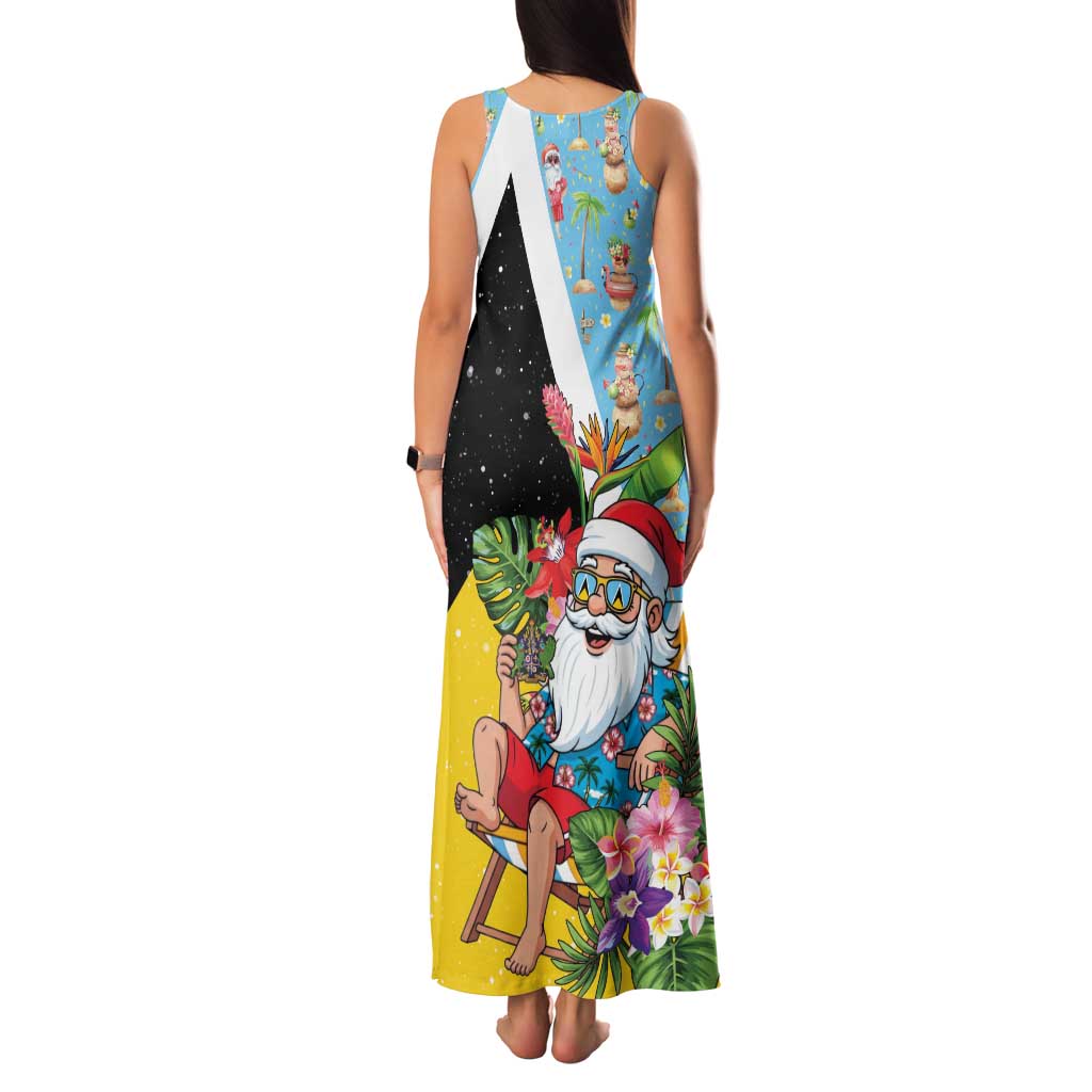 Saint Lucia Christmas Family Matching Tank Maxi Dress and Hawaiian Shirt Tropical Santa Claus - Wonder Print Shop