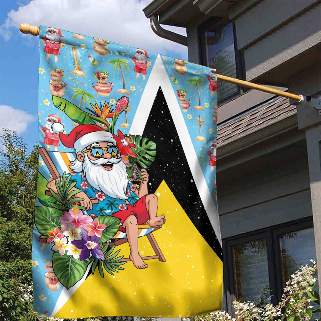 Saint Lucia Christmas Garden Flag Tropical Santa Claus - Wonder Print Shop
