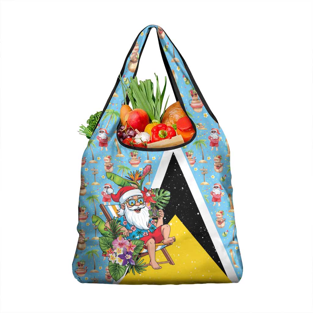 Saint Lucia Christmas Grocery Bag Tropical Santa Claus - Wonder Print Shop