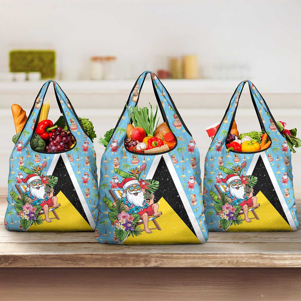 Saint Lucia Christmas Grocery Bag Tropical Santa Claus - Wonder Print Shop