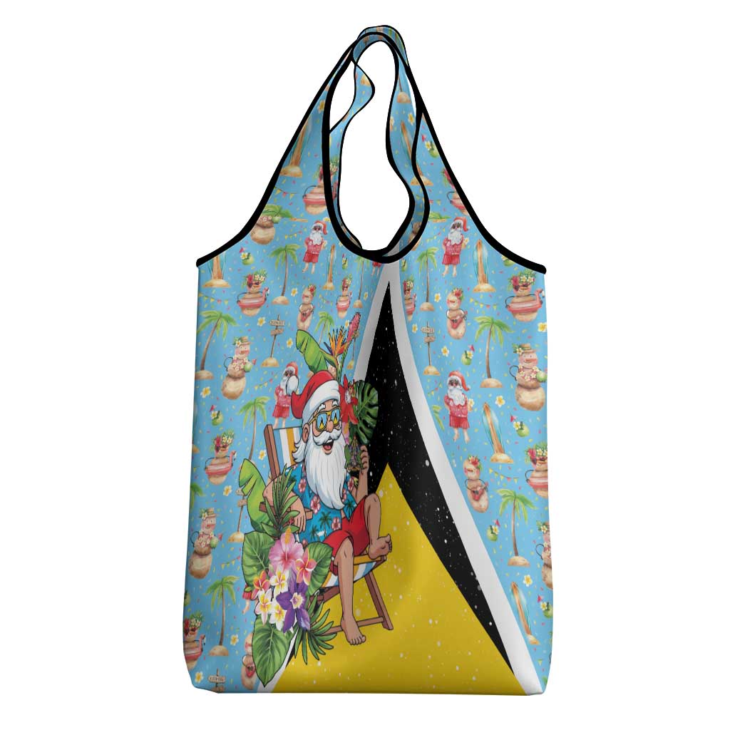 Saint Lucia Christmas Grocery Bag Tropical Santa Claus - Wonder Print Shop