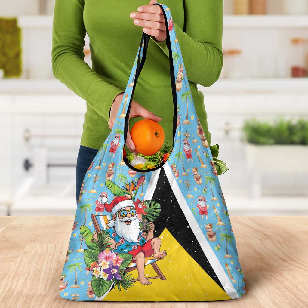 Saint Lucia Christmas Grocery Bag Tropical Santa Claus - Wonder Print Shop