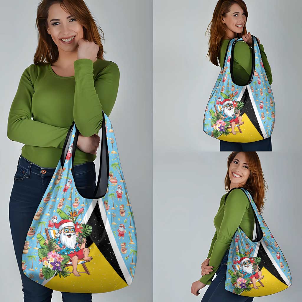 Saint Lucia Christmas Grocery Bag Tropical Santa Claus - Wonder Print Shop