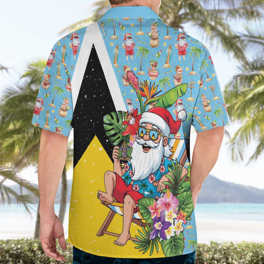 Saint Lucia Christmas Hawaiian Shirt Tropical Santa Claus - Wonder Print Shop