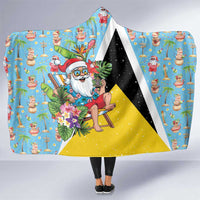 Saint Lucia Christmas Hooded Blanket Tropical Santa Claus - Wonder Print Shop