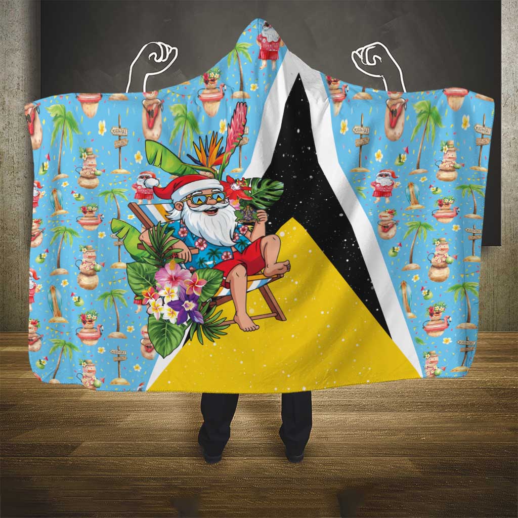Saint Lucia Christmas Hooded Blanket Tropical Santa Claus - Wonder Print Shop