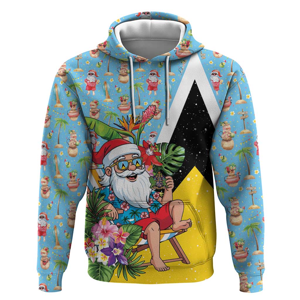Saint Lucia Christmas Hoodie Tropical Santa Claus - Wonder Print Shop