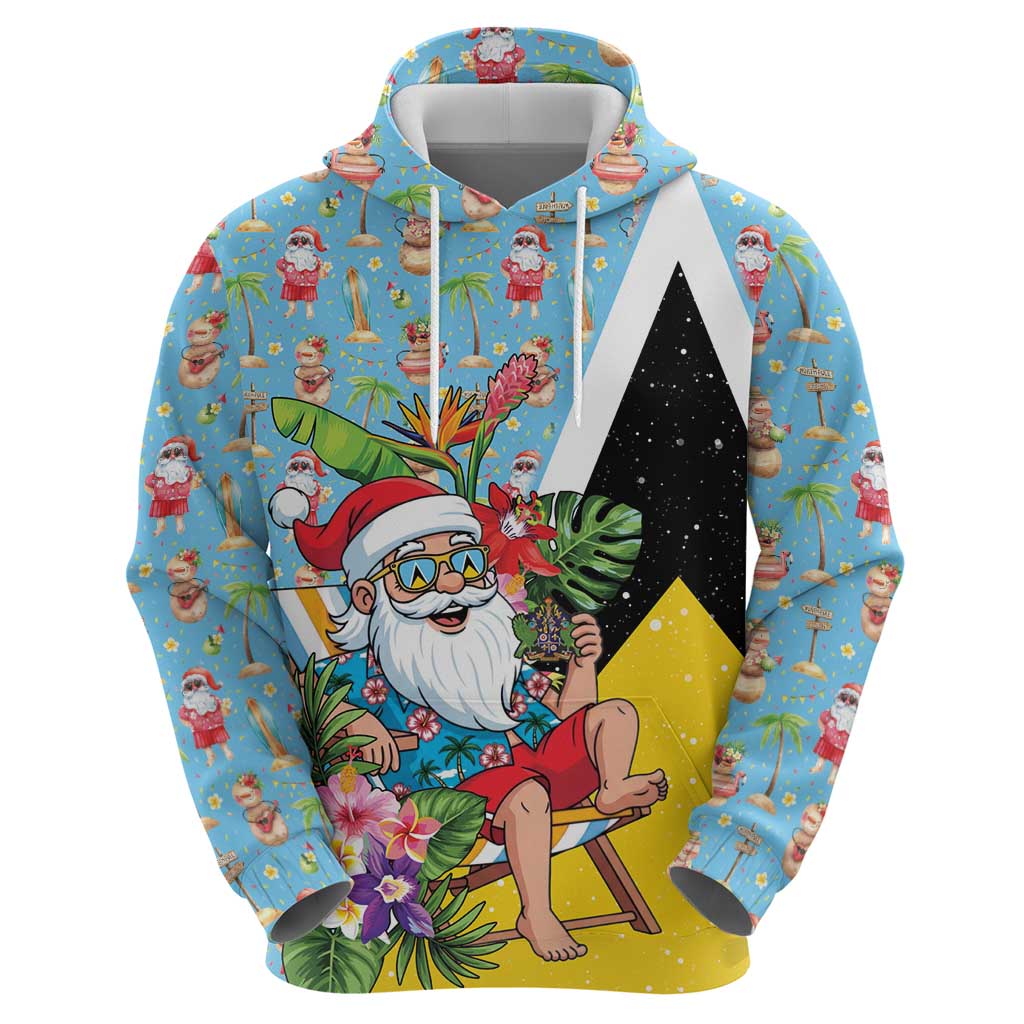 Saint Lucia Christmas Hoodie Tropical Santa Claus - Wonder Print Shop