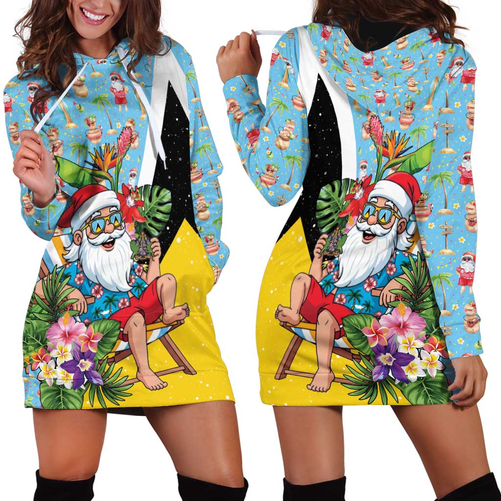 Saint Lucia Christmas Hoodie Dress Tropical Santa Claus - Wonder Print Shop
