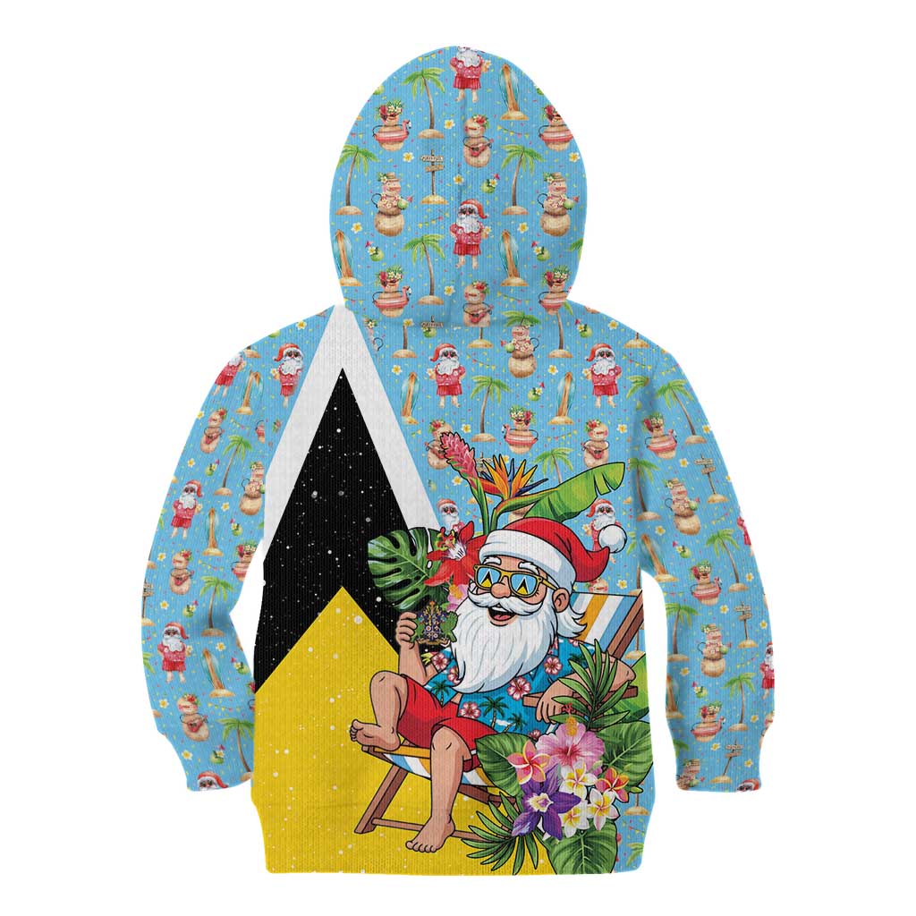 Saint Lucia Christmas Kid Hoodie Tropical Santa Claus - Wonder Print Shop