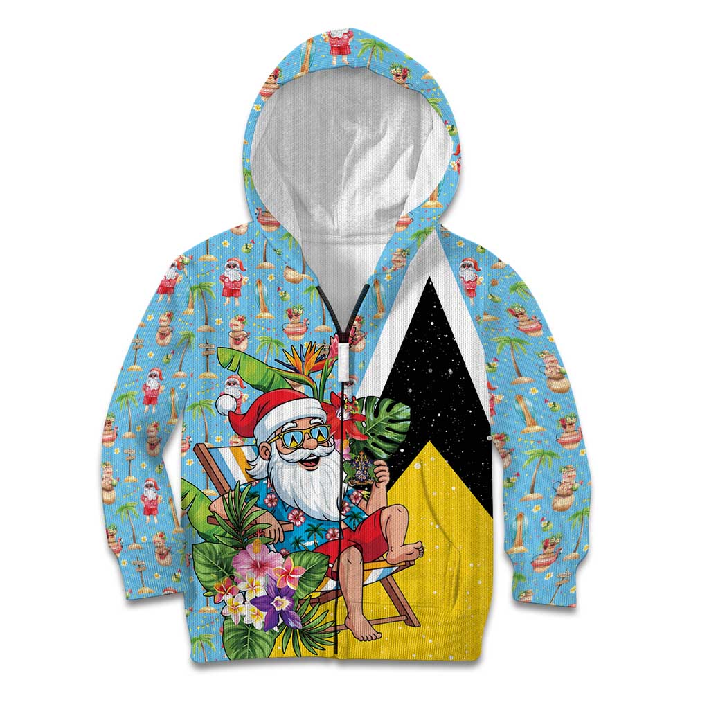 Saint Lucia Christmas Kid Hoodie Tropical Santa Claus - Wonder Print Shop