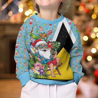 Saint Lucia Christmas Kid Ugly Christmas Sweater Tropical Santa Claus - Wonder Print Shop