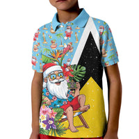 Saint Lucia Christmas Kid Polo Shirt Tropical Santa Claus - Wonder Print Shop