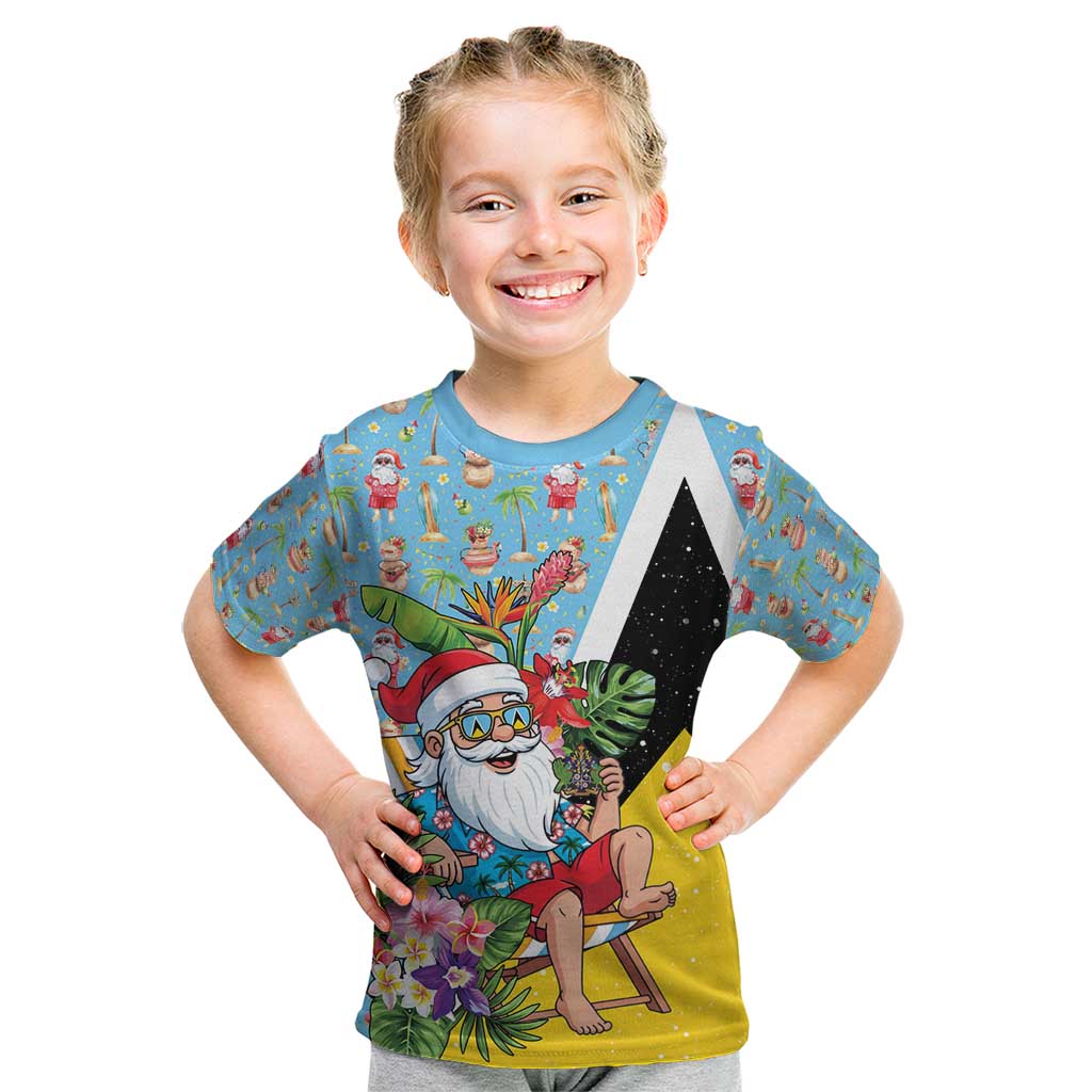 Saint Lucia Christmas Kid T Shirt Tropical Santa Claus - Wonder Print Shop