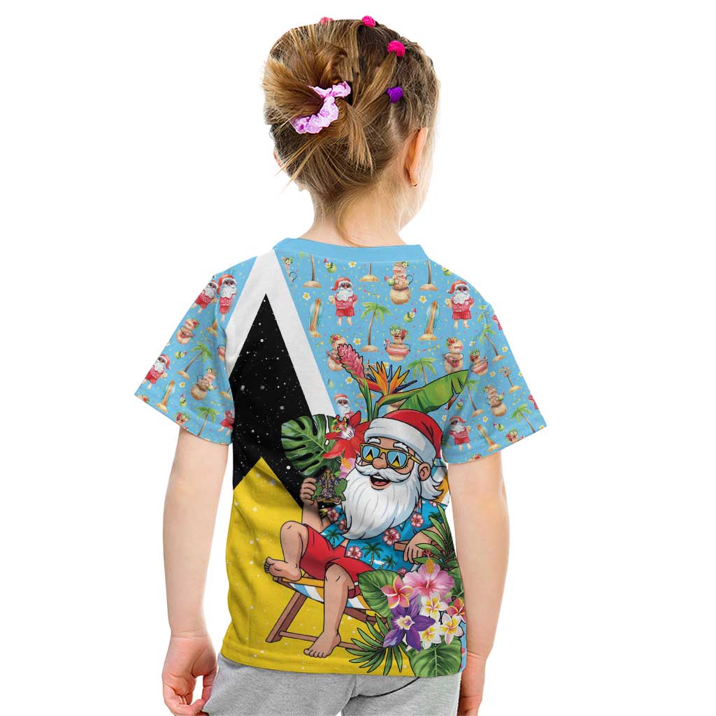 Saint Lucia Christmas Kid T Shirt Tropical Santa Claus - Wonder Print Shop