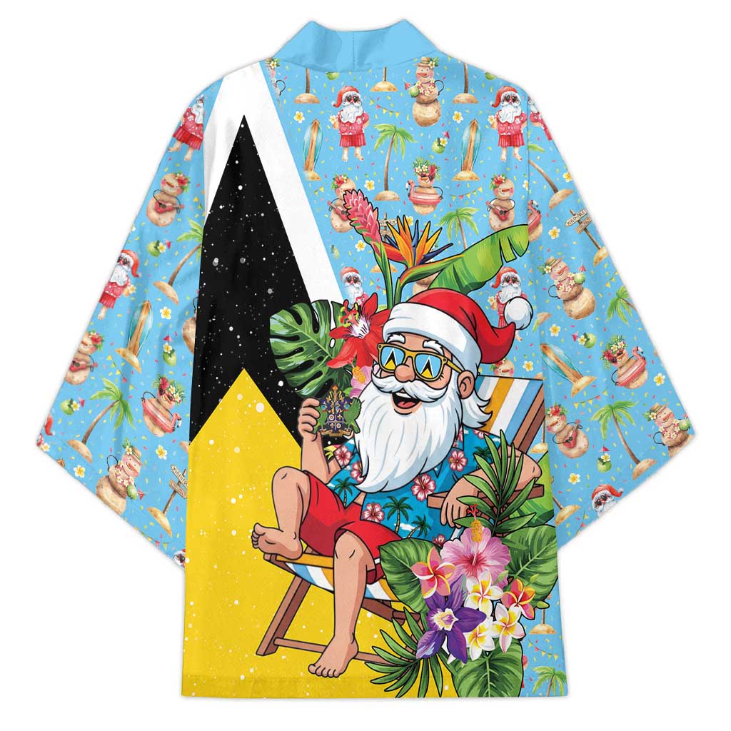 Saint Lucia Christmas Kimono Tropical Santa Claus - Wonder Print Shop