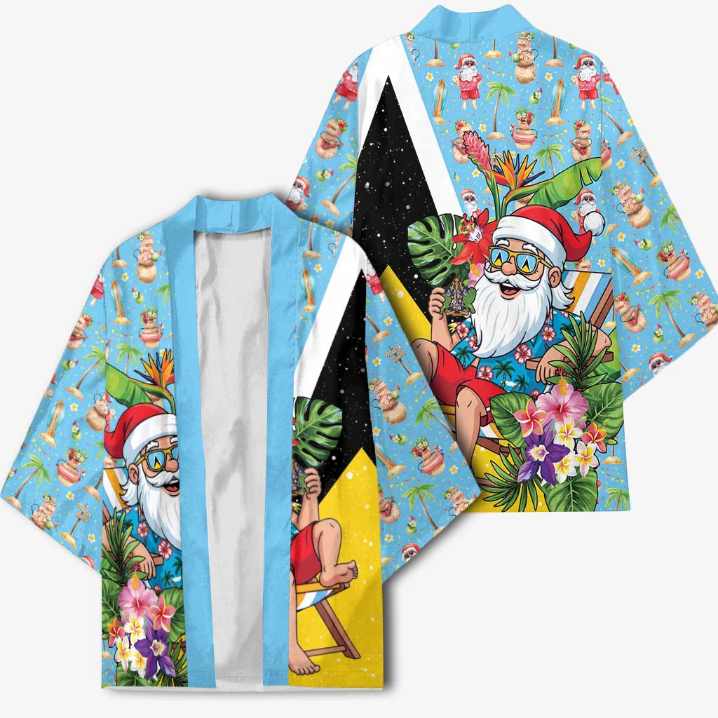 Saint Lucia Christmas Kimono Tropical Santa Claus - Wonder Print Shop