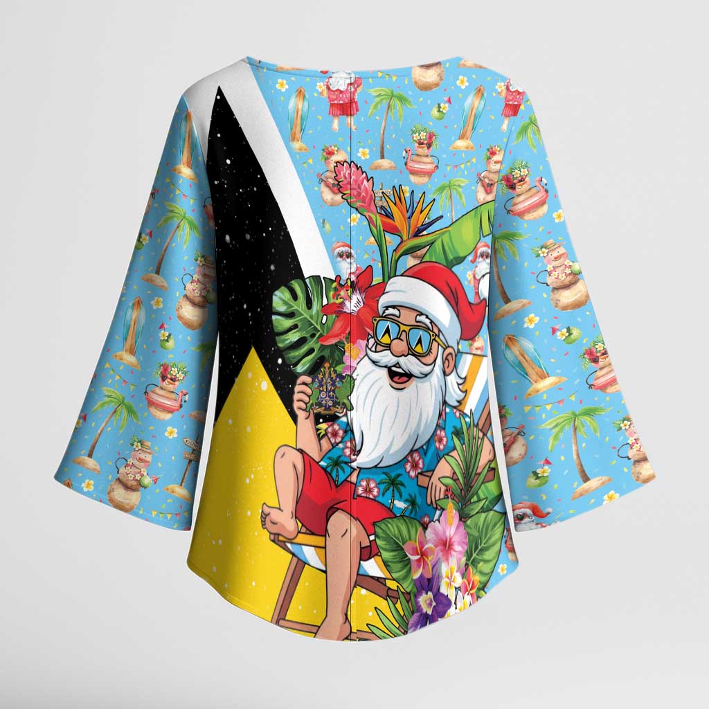 Saint Lucia Christmas Kimono Sleeve Blouse Tropical Santa Claus - Wonder Print Shop
