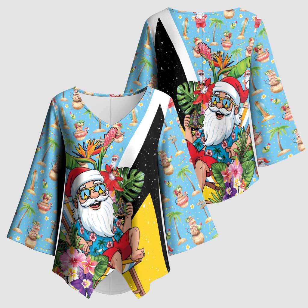 Saint Lucia Christmas Kimono Sleeve Blouse Tropical Santa Claus - Wonder Print Shop